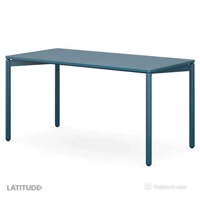 Modern Teal Dining Table with Rectangular Top and Sturdy Metal Legs for Contemporary Home Decor 3d model 