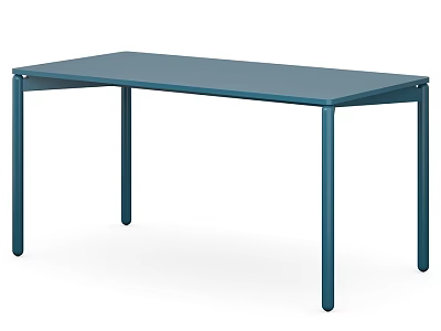 Modern Teal Dining Table with Rectangular Top and Sturdy Metal Legs for Contemporary Home Decor 3d model