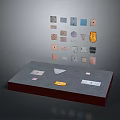Assorted Colored Decorative Tiles Display On Stand With Various Shapes And Patterns