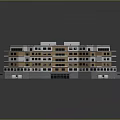 Multistory Residential Building With Complex Roof Design And Green Areas Around