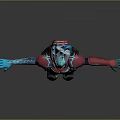 Sci Fi Warrior Game and Movie Character With Blue Head Red and Blue Armor