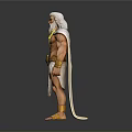 Mythological God Statue White Hair Beard Muscular Build Robe Golden Belt Sandals Lightning Bolt