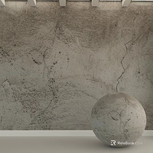 Rough Textured Concrete Spherical Component With Cracked Gray Wall Background 3d model