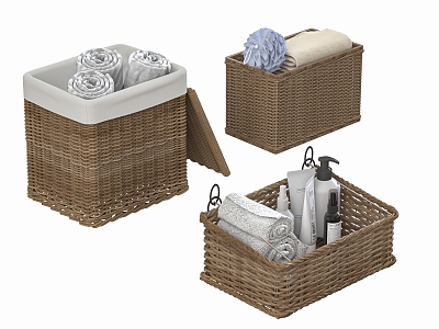 Rattan Woven Storage Basket Bamboo Basket Woven Basket Rattan Woven Dirty Clothes 3d model