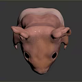 Cute Pink Pig 3D Character Model With Standing Pose And Big Ears