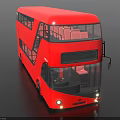 Red Double Decker Bus with Modern Design Bright Headlights and Transparent Windows 3d model