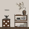 Middle Ancient Side Corner Shelf Bedside Cabinet 3d model