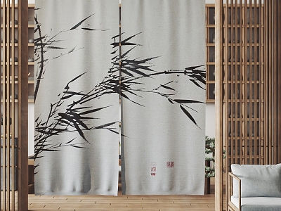 New Chinese Style Door Curtain Cloth Curtain model