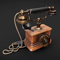 Classic Vintage Telephone With Rotary Dial Wooden Base And Metal Handset For Digital Collectors