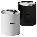 Elegant Modern Bedside Tables With White And Black Cylindrical Design Marble Top And Storage Drawer