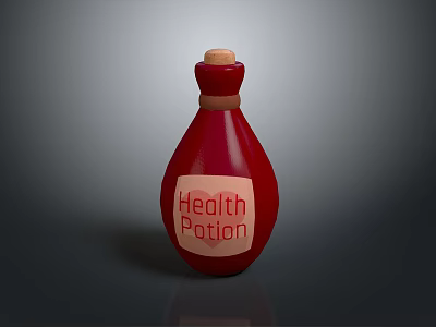 Health Potion Red Bottle With Label Natural Healthy Beverage For Wellness Support 3d model