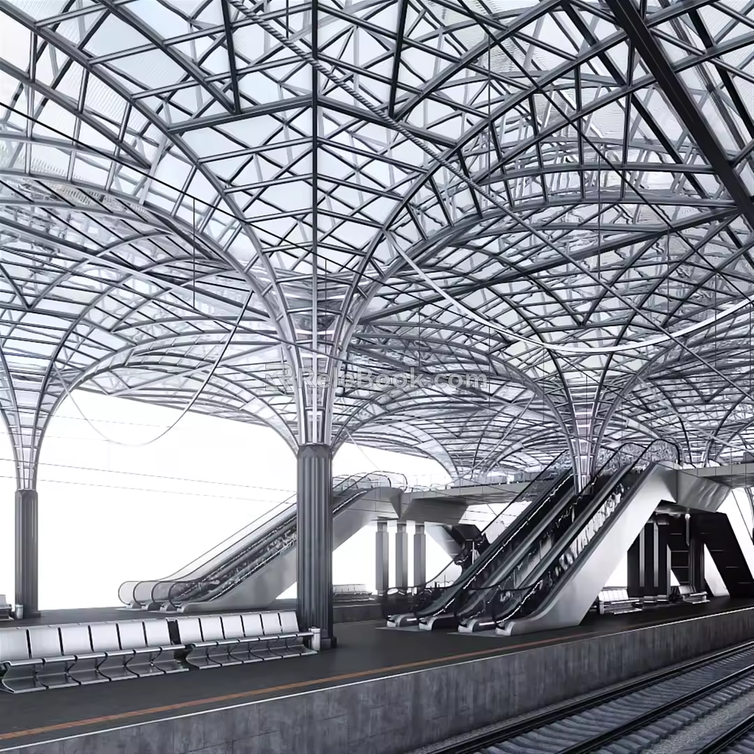 modern high-speed railway station train high-speed railway station 3d model