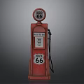 Vintage Red Route 66 Gas Pump With Classic Logo And Number Sign