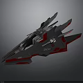 Futuristic Cosmic Spacecraft With Gray And Red Sleek Aerodynamic Design For Space Exploration