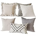 Stylish Decorative Pillows With Neutral Tones Geometric Patterns Pom Pom Trim And Textured Fabrics