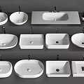 White Ceramic Washbasins With Various Shapes And Modern Design Styles 3d model