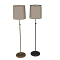 Contemporary Floor Lamp With Beige Fabric Shade And Golden Metal Stand Design