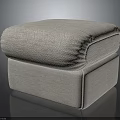 Comfortable Modern Beige Square Upholstered Ottoman With Textured Surface And Simple Design 3d model