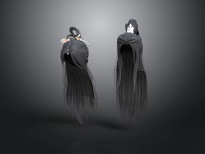 Natural Looking Long Black Synthetic Hair Wig For Daily Fashion Accessory 3d model