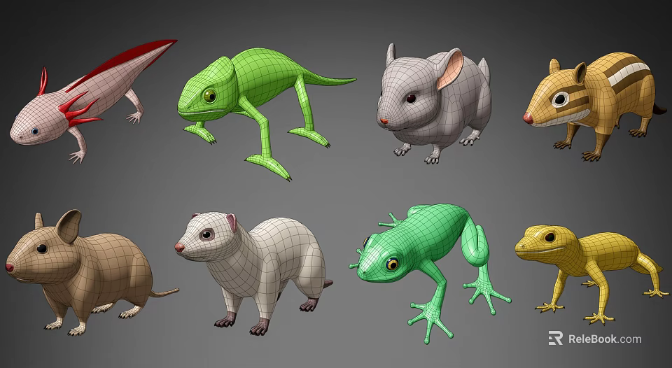 Various Reptile 3D Models Including Chameleon Lizard And Frog Detailed Designs 3d model 