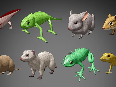 Various Reptile 3D Models Including Chameleon Lizard And Frog Detailed Designs 3d model