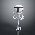 White And Black Robot Octopus Hybrid 3D Model With Spherical Head And Tentacles