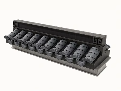 Chinese eaves tile roof ridge 3d model