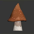 Vibrant Orange Mushroom Featuring Red Spots on Cap and White Textured Stem 3d model