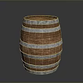 Rustic Wooden Barrel With Metal Hoops And Smooth Surface Texture