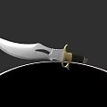 Sharp Tactical Knife With Silver Blade Golden Black Handle And Decorative Ring