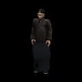 Traditional Costumed Character Wearing Black Robe Trousers And Hat With White Background