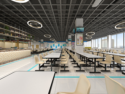 Industrial LOFT Restaurant School Canteen 3d model