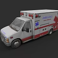 Ambulance Emergency Medical Transport Vehicle With White Red Body And Fire EMS Logo