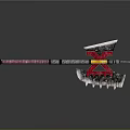 Decorative Battle Weapon With Serrated Axe Blade Red Yellow Accents And Spear Tip