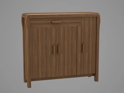 Wooden Shoe Cabinet With Modern Design Double Doors And Drawer Storage 3d model