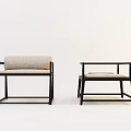 Modern Leisure Chairs with Black Square Frame Square Armrests and Light Fabric Cushion