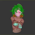 3D Anime Character With Pink Hair Wearing Pink Sweater And Extended Hands On Dark Background