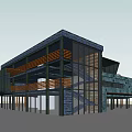 Modern Architectural Design With Wooden Structures Glass Walls Open Terrace And Staircase