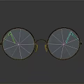 Sleek Black Round Eyeglasses With Metal Frame And Reflection On Gray Background