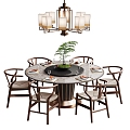 New Chinese Dining Table and Chair Combination 3d model