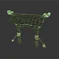 Classical Bronze Furniture With Roof Like Top And Intricate Carved Legs