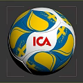 Colorful ICA Logo Household Ball With Blue Yellow White Patterns