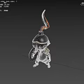 Game and Movie Character Little Knight With Flame Helmet Black Gold Armor Holding Shield And Cute Design