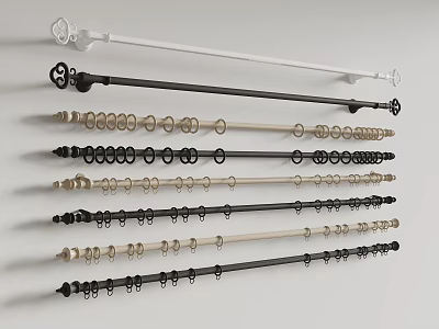 Various Decorative Curtain Rods With Different Styles And Finishes For Home Use 3d model