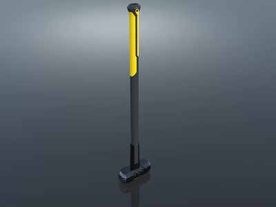 Black And Yellow Long Handle Hammer Weapon With Ergonomic Grip Design 3d model