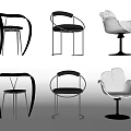 Modern Unique Design Dining Chairs With Metal Frame Black Silver Stylish 3d model