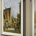 Vintage Framed Landscape Paintings With Rural Buildings Rivers And Trees On Wall