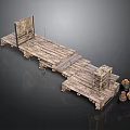 Rustic Wooden Dock Platform With Planks Crates And Clay Pots