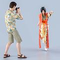 Modern Double Hanfu Hanfu Photography Women Men Professional Photography 3d model