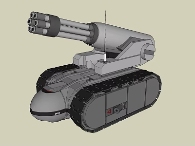 Smart Tracked Combat Machine Featuring Multiple Barrels And Mechanical Chassis Design 3d model